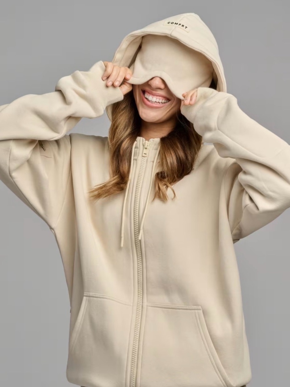 Comfrt Brand: Zip-Up Hoodie Jacket - Bone Size S NWT